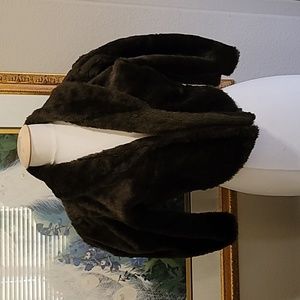 Vintage! ENVOY Brown Faux Fur Sheared Beaver Bolero  Clutch Jacket. Small